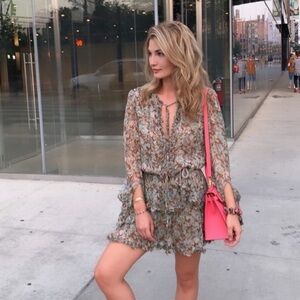 Stella McCartney Ruffled Floral Silk Georgette Mini Dress